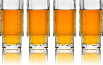 Greenline Goods Ripple Drinking Glasses - 12 oz Modern Kitchen Glassware Set by GreenlineGoods