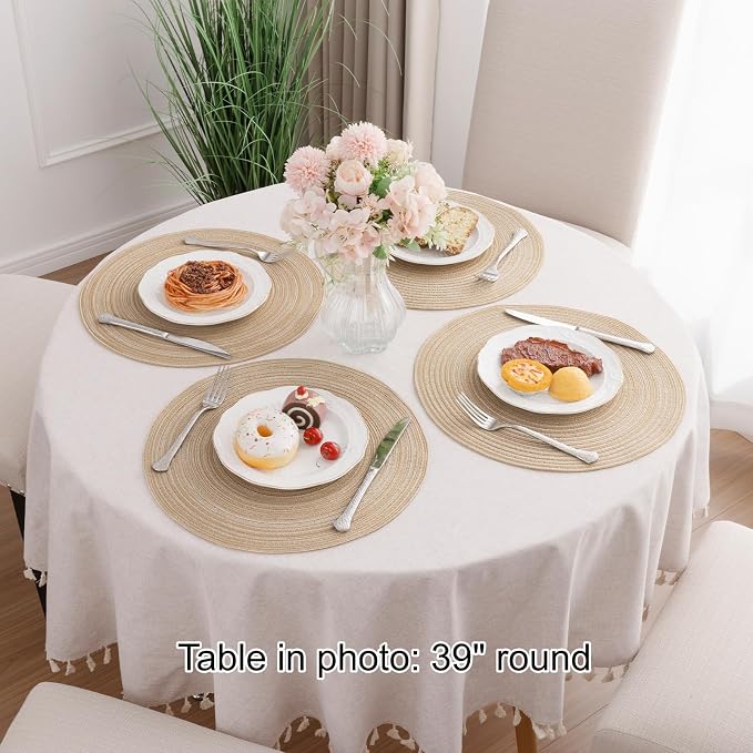 SHACOS 15 inch Beige Round Placemats Set of 12 - Image 7