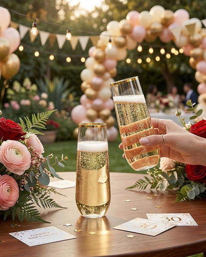 Ciaell 24 Pack Gold Plastic Champagne Flutes - Image 7