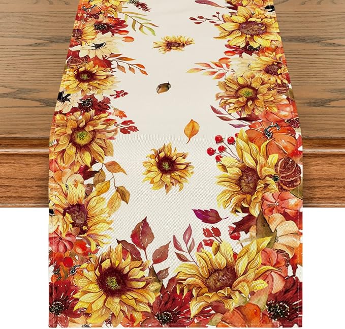 Artoid Mode 210 GSM Fall Table Runner 13x48 Inch Home Party Decor | Sunflower by ArtoidMode
