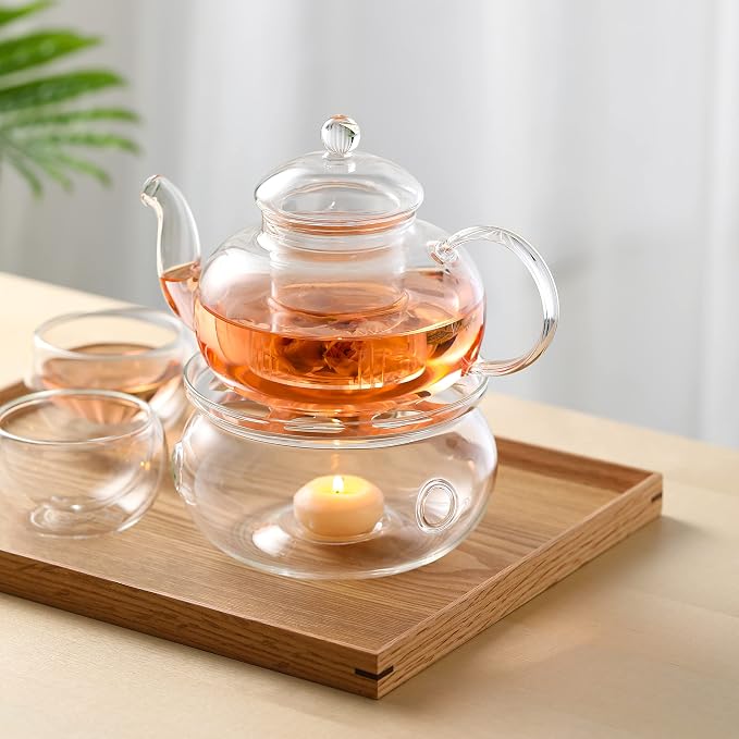 CNGLASS Tea Cups Set of 4 Double Wall Glass Tea Cup, 5.1oz Asian Insulated - Image 5