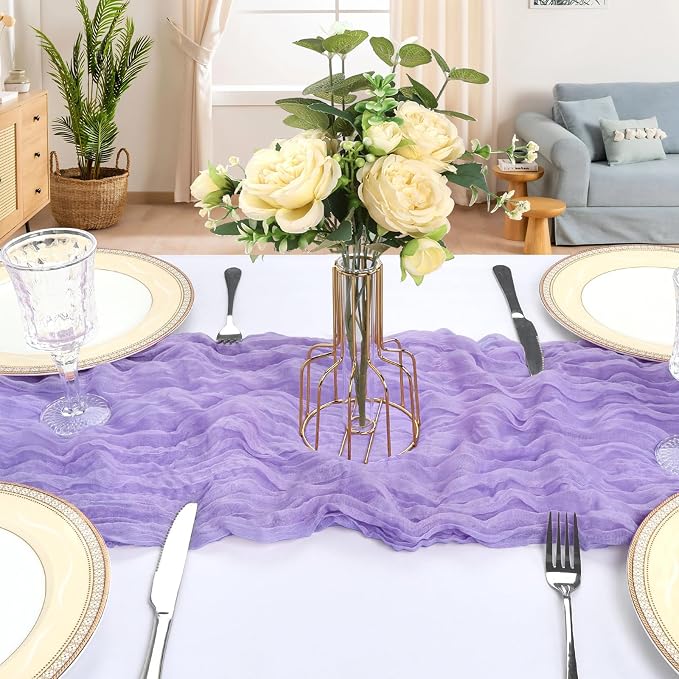 12 Pack 10Ft Lavender Purple Cheesecloth Table Runner 23 x 120 Inch | Gauze - Image 4