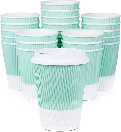 Disposable Coffee Cups With Lids - 12 oz Paper To Go Coffee Cups With by Glowcoast