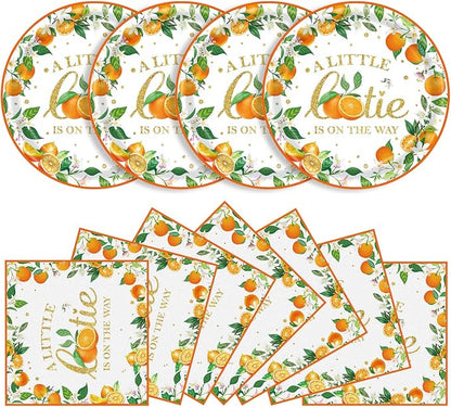 40 Pcs Little Cutie Baby Shower Plates and Napkins Party Supplies by KFJBPB