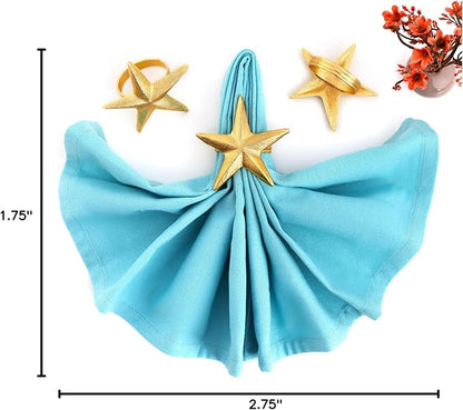 ALPHA Living HOME Napkin Rings Set of 12, Star Shaped Napkin Holder, Metal Serviette Rings, Gold Napkin Rings, Farmhouse Table Accessories for Dining Table, Weddings, Parties & Home Décor, Durable