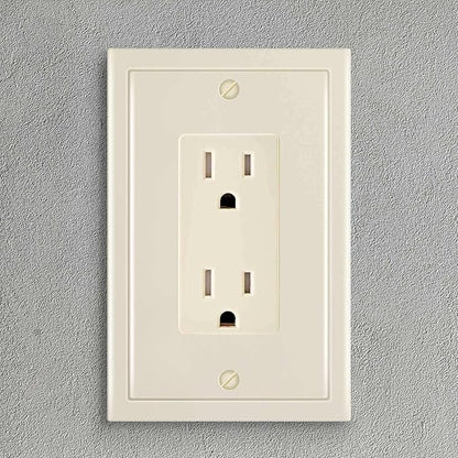 Henne Bery Modern Edge Decorative Wall Plate Switch Plate Outlet Cover, Durable Solid Zinc Alloy (Single Decorator 2PK, Light Almond)