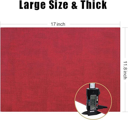Homaxy Faux Leather Heat Resistant Placemats for Dining Table Set of 6, Waterproof Wipeable Washable PU Table Mats, Easy to Clean Anti-Slip Place Mats, 11.8" x 17", Red