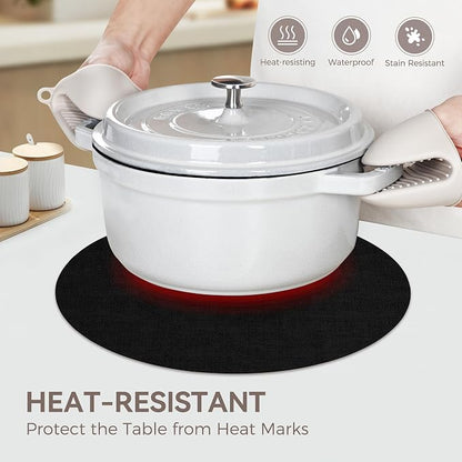 13" Round Placemats Set of 4, Reversible Faux Leather Heat Resistant Table Mats - Image 3