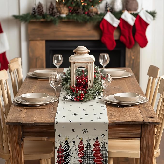 Christmas Table Runner 13x60 Inch, Xmas Tees Snowflakes Holiday Decorative - Image 7