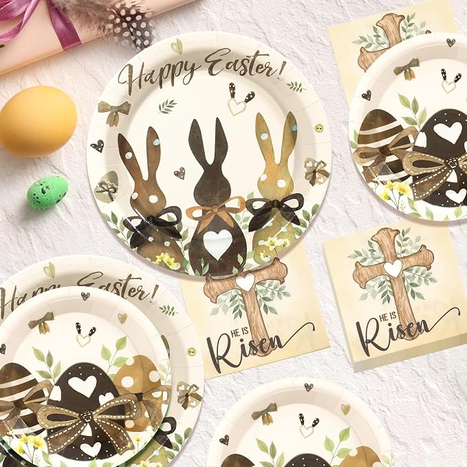60 Pcs Happy Easter Plates and Napkins Party Supplie, Serves 20 | Easter Egg - Image 4
