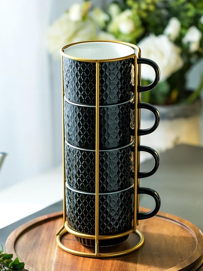 LYEOBOH Stackable Coffee Mugs Set of 4 - Image 4