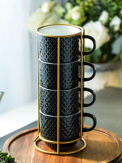 LYEOBOH Stackable Coffee Mugs Set of 4 - Image 4