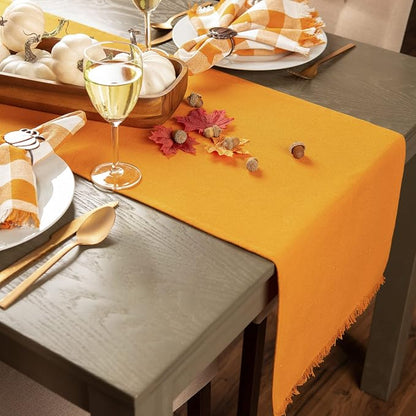 DII Everyday Collection, Fringed Solid Tabletop, Table Runner, Pumpkin Spice - Image 4