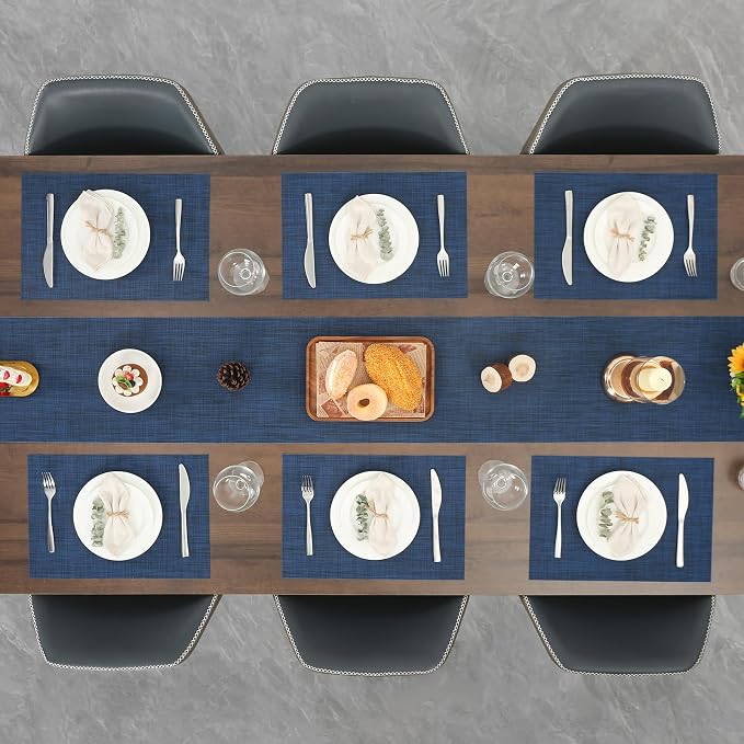 Myir JUN Dark Blue Table Runner Home Decor Dining Table Runners | Vinyl Table - Image 9