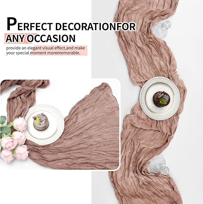 12 Pcs Dusty Pink Cheesecloth Table Runner 10Ft, Gauze Table Runners 21.5 x 120 - Image 7