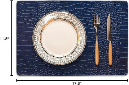 Set of 6 Faux Leather Placemats, PU Table Mats, Waterproof, Stain Resistant, Heat Resistant, Easy to Clean for Kitchen Dining Table,Conference Table
