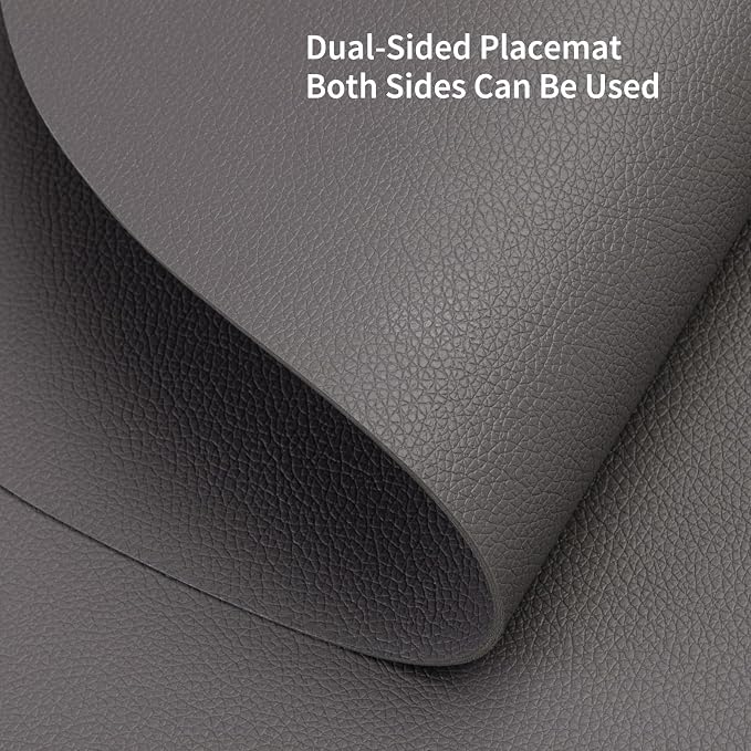 Myir JUN 15 Inches Round Placemats Set of 4 Faux Leather Place Mats | - Image 3