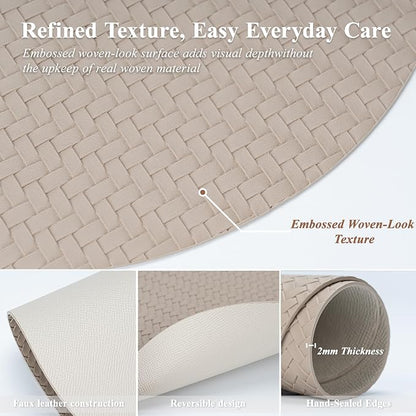 Woven Faux Leather Oval Placemats Set of 4/6 - Image 8