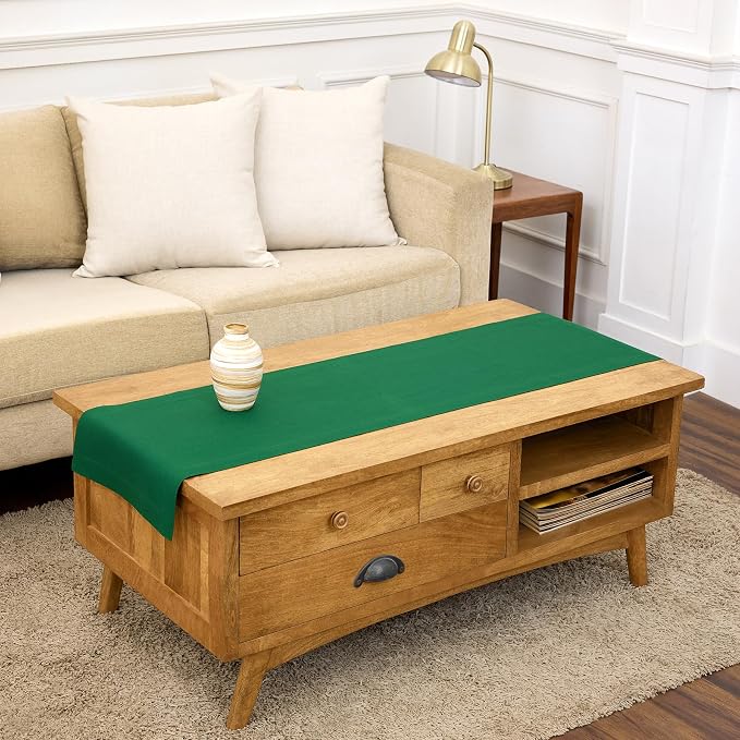 Solino Home 100% Pure Linen Table Runner Christmas Green, Fete 14 x 48 in | by SolinoHome