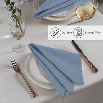 Ruvanti Linen Napkins Set of 6, 18x18 Cloth Napkins, Cotton Linen Blend Napkins Cloth Washable, Soft, Reusable Dinner Napkins for Wedding, Parties, Christmas, Thanksgiving, Everyday Use - Grey