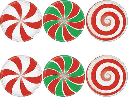 Christmas Candy Coasters Leather Round Drink Coasters 6 Pcs Set with Holderor for Cup Drink Coffee Table Bar Home Decor