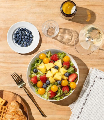 theterra 7.5'' Ceramic Pasta Bowls, Salad Bowls Set of 4, Stoneware Serving Bowls for Fruits, Noodle, Dinner, House-warming Wedding Present, Reactive White