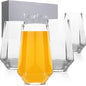 Hexagon Drinking Glasses Set of 4, Large Beer Mugs by Yaschmo