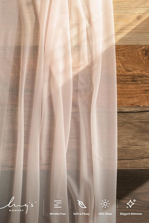 Ling's Moment 14Ft Blush Table Runner, Wedding Sheer Chiffon Table Runners | - Image 3