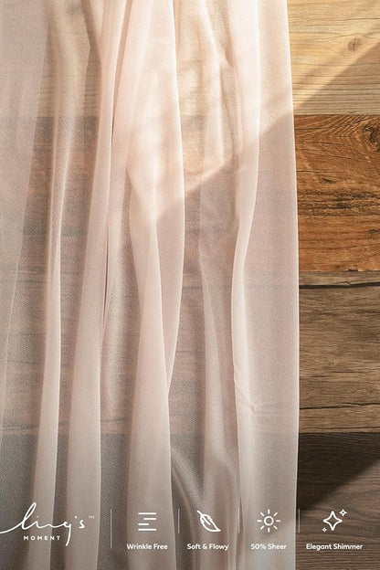 Ling's Moment 14Ft Blush Table Runner, Wedding Sheer Chiffon Table Runners | - Image 3