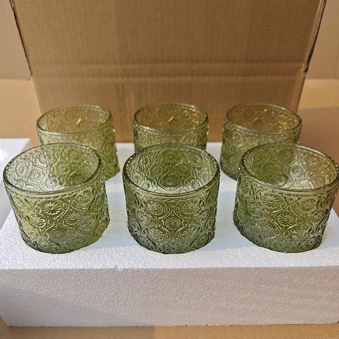 Green Vintage Drinking Glasses Set of 6, 14 oz hobnail drinking glasses - Image 7