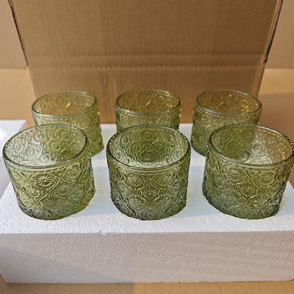 Green Vintage Drinking Glasses Set of 6, 14 oz hobnail drinking glasses - Image 7