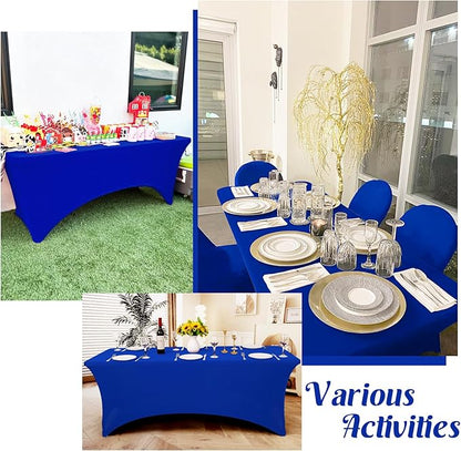 HAISIWLKJ 6 Pack Table Cloth 6ft Royal Blue Tablecloths for Rectangle Folding Table Spandex Fitted Stretch Cover Wrinkle Resistant Washable Protector for Party, Wedding, Banquet, Festival.