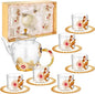 7 Pcs Floral Tea Set for Women, Vintage Flower Teapot Set by PYQTH