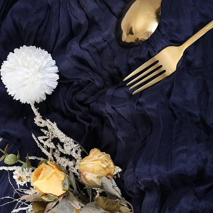 6 Pack Navy Blue Cheesecloth Table Runner 35 x 120 Inch | Boho Gauze Fabric - Image 3