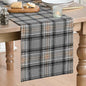 Artoid Mode Grey Brown Farmhouse Plaid Retro Table Runner, Rustic Holiday Check by ArtoidMode