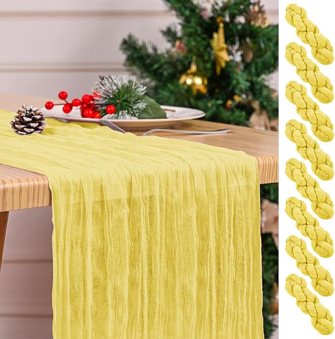 8 Pack Yellow Table Runner 17 x 108inch Cheesecloth Table Runner Boho Gauze by Lumaycens