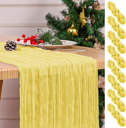8 Pack Yellow Table Runner 17 x 108inch Cheesecloth Table Runner Boho Gauze by Lumaycens