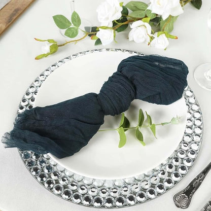 Efavormart 5 Pack 24"x19" Navy Blue Matte Gauze Cheesecloth Napkins, Formal by efavormart