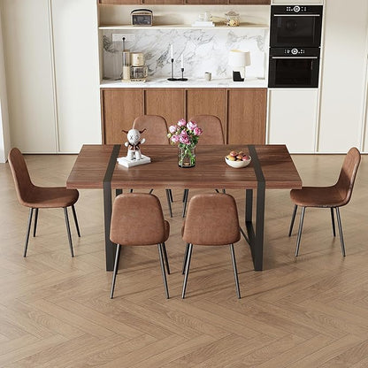 7 Piece Dining Table Set for 6,Modern 71'' Rectangle Dining Table and Modern Dining Chairs 6,Kitchen Table and Chairs for 6,Ideal for Kitchen Dining Room
