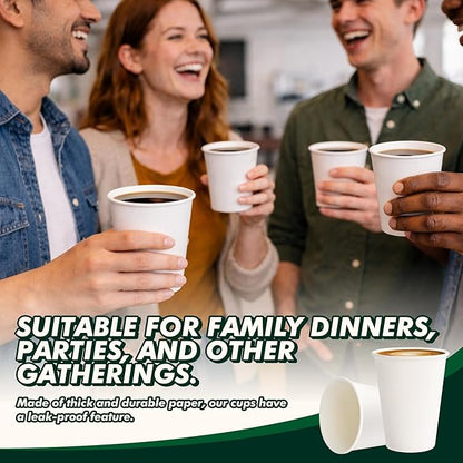 Coffee Cups 12 oz 100 Pack, Disposable Hot Paper Cups, Thickened Paper - Image 6
