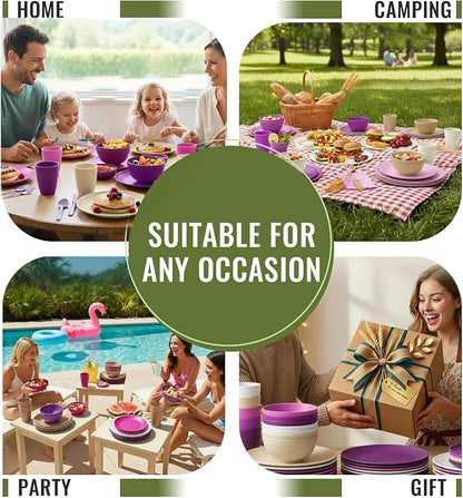 Wheat Straw Dinnerware Sets 40 PCS Bowl and Plate Sets - Image 8