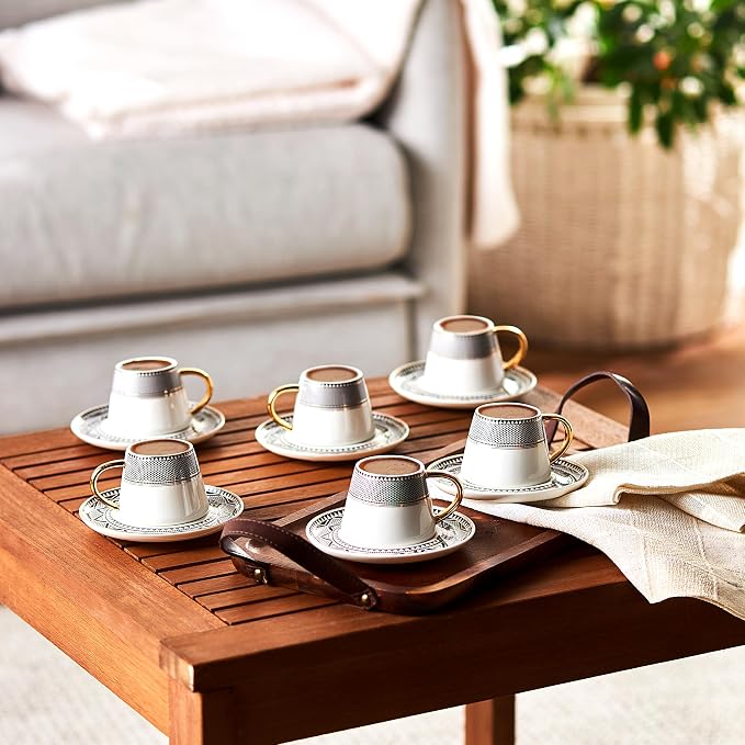 KARACA Globe Turkish Coffee Cup Set of 6, 2.7 oz, Small Espresso Cups - Image 3