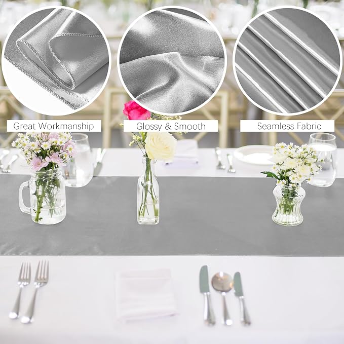 Aneco 4 Pack Satin Table Runner 12 x 108Inch Long Bright Silk and Smooth Fabric - Image 3