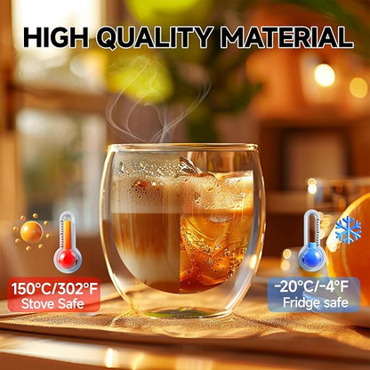 5 Ounces Set of 4 Double Walled Glass Coffee Mugs Insulated Layer Coffee Cups - Image 3
