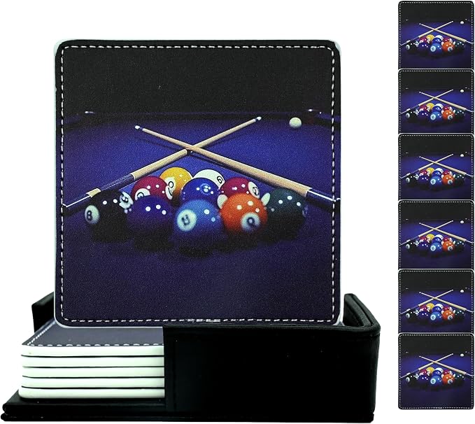 Marble Coasters Square Leather Drinks Coaster Set by Yopiiefa