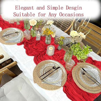 4 Pack Red Cheesecloth Table Runner 20 x 120 inch Gauze Table Runners 10 FT Long - Image 5