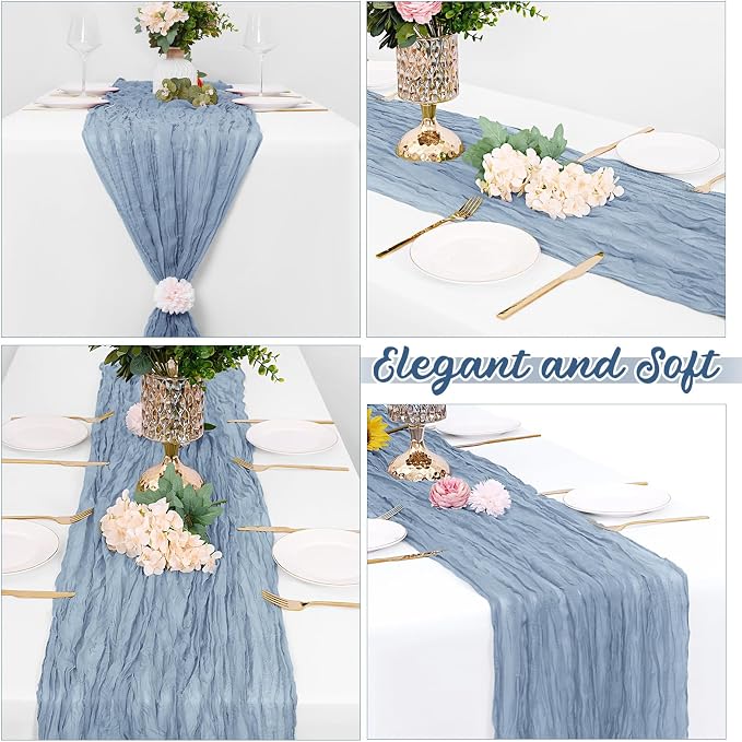 8 Pack Dusty Blue Cheesecloth Table Runners 20x120 Inch Gauze Table Runner - Image 4