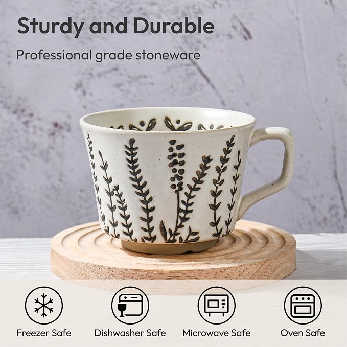 11 oz Ceramic Coffee Mug, Stoneware Teacup - Image 2