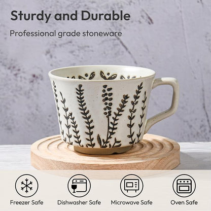 11 oz Ceramic Coffee Mug, Stoneware Teacup - Image 2