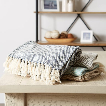 DII Woven Basic Tabletop Collection, Chevron Table Runner, French Blue - Image 4